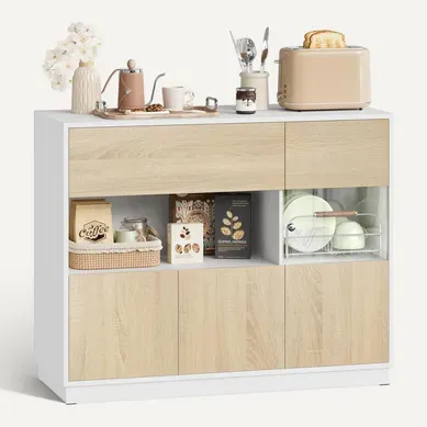 Buffet,meuble De Rangement Avec Tiroir,1 Porte Visible,en Bois D'ingénierie,100x40x80cm,chêne Clair Buffet,meuble De Rangement Avec Tiroir,1 Porte Visible,en Bois D'ingénierie,100x40x80cm,chêne Clair