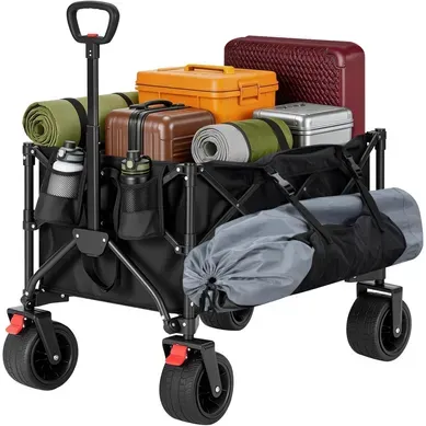 Chariot Tout-terrain Pliable, 150 L, Avec Poignée Réglable,housse Anti-poussière,charge 100 Kg,noir Chariot Tout-terrain Pliable, 150 L, Avec Poignée Réglable,housse Anti-poussière,charge 100 Kg,noir