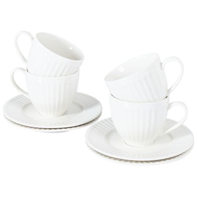 Set De 4 Tasses Avec Soucoupes Cowslip Porcelaine Blanc Set De 4 Tasses Avec Soucoupes Cowslip Porcelaine Blanc