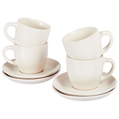 Set De 4 Tasses Avec Soucoupes Caraway Grès Blanc Cassé Set De 4 Tasses Avec Soucoupes Caraway Grès Blanc Cassé