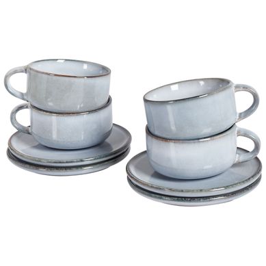 Set De 4 Tasses Avec Soucoupes Juniper Grès Bleu Clair Set De 4 Tasses Avec Soucoupes Juniper Grès Bleu Clair