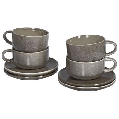 Set De 4 Tasses Avec Soucoupes Costmary Grès Gris Set De 4 Tasses Avec Soucoupes Costmary Grès Gris