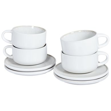 Set De 4 Tasses Avec Soucoupes Sesame Grès Blanc Cassé Set De 4 Tasses Avec Soucoupes Sesame Grès Blanc Cassé
