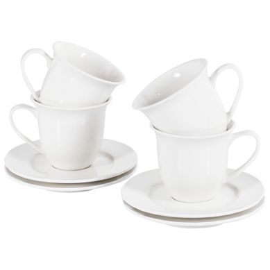 Set De 4 Tasses Avec Soucoupes Elderberry Porcelaine Blanc Set De 4 Tasses Avec Soucoupes Elderberry Porcelaine Blanc