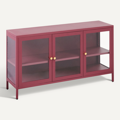 Buffet Avec Vitrine En Verre Newport Métal 115 Cm Rouge Foncé Buffet Avec Vitrine En Verre Newport Métal 115 Cm Rouge Foncé