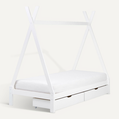 Lit à Tiroirs Pour Enfants Tipi Bois De Pin Devay 90 X 200 Cm Blanc Lit à Tiroirs Pour Enfants Tipi Bois De Pin Devay 90 X 200 Cm Blanc