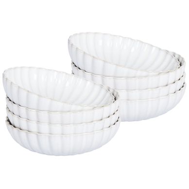 Lot De 8 Assiettes Creuses Nettle Grès Blanc Cassé