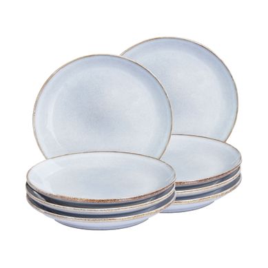 Lot De 8 Assiettes à Dessert Juniper Grès Bleu Clair