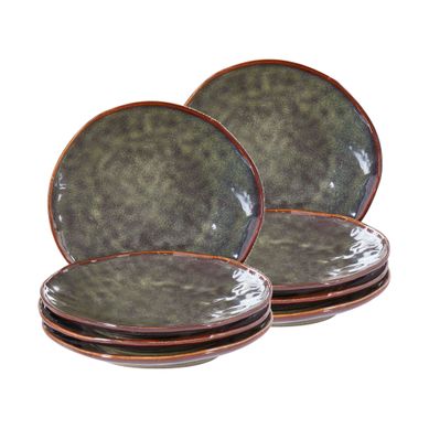 Lot De 8 Assiettes à Dessert Thyme Grès Vert Foncé