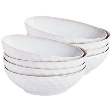Lot De 8 Assiettes Creuses Sesame Grès Gris Clair