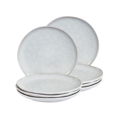Lot De 8 Assiettes Plates Sesame Grès Gris Clair