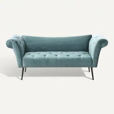 Chaise Longue Nantilly Velours Bleu Paon Chaise Longue Nantilly Velours Bleu Paon