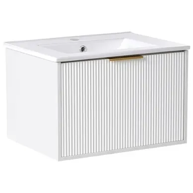 Meuble-lavabo Mural Avec Vasque Avec Poignée Dorée Tilcara Blanc Meuble-lavabo Mural Avec Vasque Avec Poignée Dorée Tilcara Blanc
