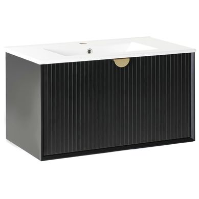 Meuble-lavabo Mural Avec Vasque Bonaire Noir Meuble-lavabo Mural Avec Vasque Bonaire Noir