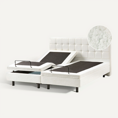 Lit Réglable Bouclé Duke 180 X 200 Cm Blanc Cassé