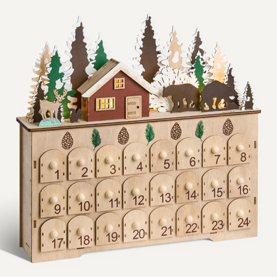 Décoration De Noël LED Helin 33 Cm Calendrier De L'avent Marron Clair Décoration De Noël LED Helin 33 Cm Calendrier De L'avent Marron Clair