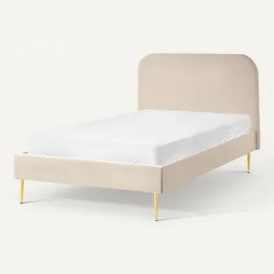 Lit Avec Sommier Velours Flayat 120 X 200 Cm Beige Clair