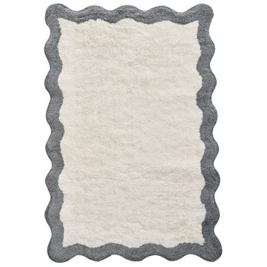 Tapis De Bain Nangal Gris/beige 60 X 90 Cm Coton