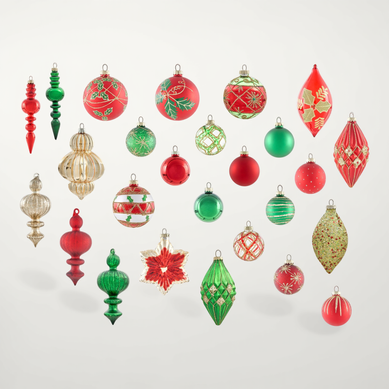 Lot De 70 Boules Twinkle Verre Rouge/vert Lot De 70 Boules Twinkle Verre Rouge/vert