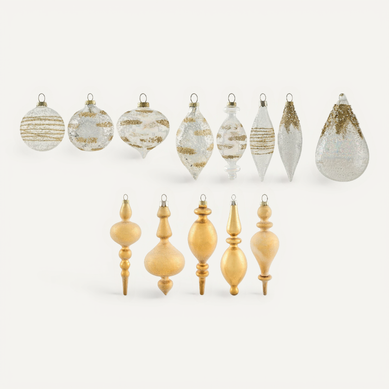 Lot De 25 Boules Icicle Verre Transparent/doré Lot De 25 Boules Icicle Verre Transparent/doré