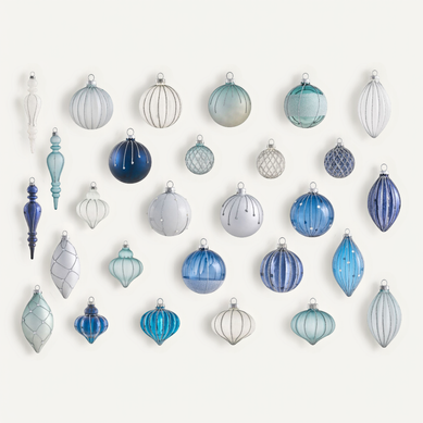 Lot De 35 Boules Snowfall Verre Bleu Lot De 35 Boules Snowfall Verre Bleu