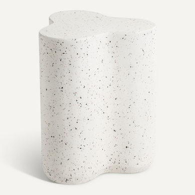 Table D'appoint Tellaro 32 Cm 37 Cm Effet Terrasse Terrazzo Blanc