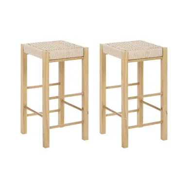 Lot De 2 Tabourets De Bar Embrun Bois Marron Clair