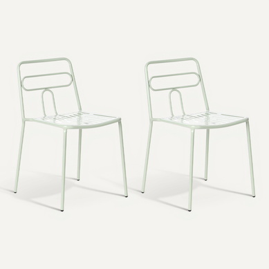 Lot De 2 Chaises De Jardin Agerola Métal Vert Clair Lot De 2 Chaises De Jardin Agerola Métal Vert Clair
