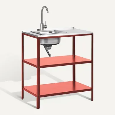 Ilot De Cuisine Extérieure Avec évier Vilama Métal Rouge Ilot De Cuisine Extérieure Avec évier Vilama Métal Rouge
