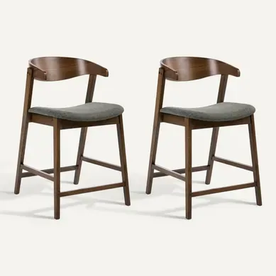Lot De 2 Chaises De Bar Lilly Vert Foncé/marron
