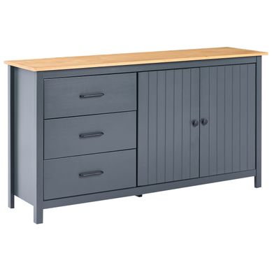 Commode 2 Portes Leonora Bois De Pin Bleu Foncé