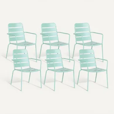 Lot De 6 Chaises De Jardin Terenzo Métal Vert Menthe Lot De 6 Chaises De Jardin Terenzo Métal Vert Menthe