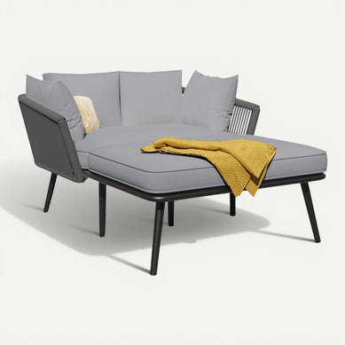 Canapé De Jardin 120x130x67 Cm, Mobilier De Terrasse Avec 2 Coussins Et 2 Oreillers, Tissu, Gris Canapé De Jardin 120x130x67 Cm, Mobilier De Terrasse Avec 2 Coussins Et 2 Oreillers, Tissu, Gris
