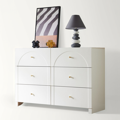 Commode 120x40x82 Cm Avec 6 Tiroirs, Poignées Métalliques, En Panneaux De Particules, Blanc Commode 120x40x82 Cm Avec 6 Tiroirs, Poignées Métalliques, En Panneaux De Particules, Blanc