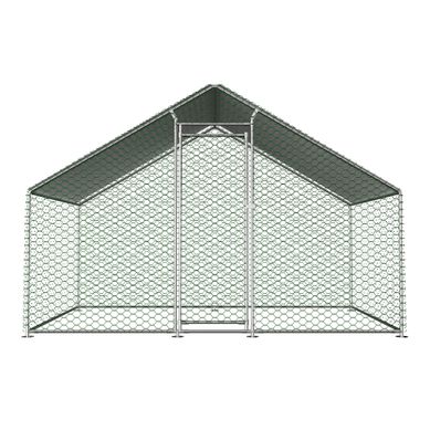 Enclos Pour Animaux 303x200x200 Cm Avec Toit Pe Imperméable, Porte Verrouillable, En Métal, Argent Enclos Pour Animaux 303x200x200 Cm Avec Toit Pe Imperméable, Porte Verrouillable, En Métal, Argent