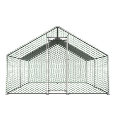 Enclos Pour Animaux 303x400x200 Cm Avec Toit Pe Imperméable, Porte Verrouillable, En Métal, Argent Enclos Pour Animaux 303x400x200 Cm Avec Toit Pe Imperméable, Porte Verrouillable, En Métal, Argent