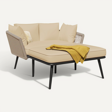 Canapé De Jardin 120x130x67 Cm, Mobilier De Terrasse Avec 2 Coussins Et 2 Oreillers, beige Canapé De Jardin 120x130x67 Cm, Mobilier De Terrasse Avec 2 Coussins Et 2 Oreillers, beige
