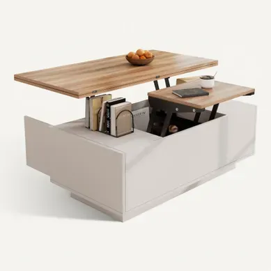 Table Basse Double Plateau Relevable Rangement Caché Panneaux De Particules Blanc Table Basse Double Plateau Relevable Rangement Caché Panneaux De Particules Blanc