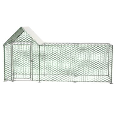 Enclos Pour Animaux 302,6x107,2x151,5 Cm: Toit Pe Imperméable, Porte Verrouillable, Métal, Argent Enclos Pour Animaux 302,6x107,2x151,5 Cm: Toit Pe Imperméable, Porte Verrouillable, Métal, Argent