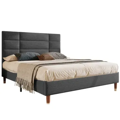Ensemble Lit Adulte 140x200 Et Matelas Ressort, Avec Sommier À Lattes En Lin Gris Ensemble Lit Adulte 140x200 Et Matelas Ressort, Avec Sommier À Lattes En Lin Gris