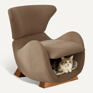 Fauteuil Avec Design En Forme De Requin-baleine, Espace Sécurisé Sous Le Siège, En Tissu, Marron