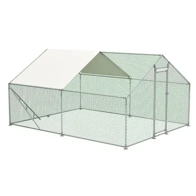 Enclos Pour Animaux 303x400x200 Cm: Échelle De Perchoir, Toit Pe Imperméable, Porte Verrouillable Enclos Pour Animaux 303x400x200 Cm: Échelle De Perchoir, Toit Pe Imperméable, Porte Verrouillable