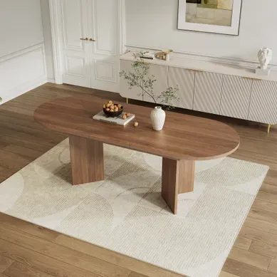 Table Extensible 140/180x90x75 Cm Avec 18 Mm D'épaisseur, Coins Arrondis, En Mdf, Couleur Marron Table Extensible 140/180x90x75 Cm Avec 18 Mm D'épaisseur, Coins Arrondis, En Mdf, Couleur Marron