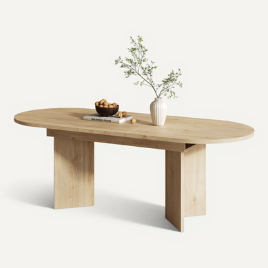 Table Extensible 140/180x90x75 Cm Avec 18 Mm D'épaisseur, Coins Arrondis, En Mdf, Couleur Chêne Table Extensible 140/180x90x75 Cm Avec 18 Mm D'épaisseur, Coins Arrondis, En Mdf, Couleur Chêne