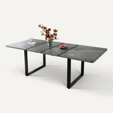Table à Manger Rectangulaire Extensible 140/180/220x80 Cm Pour 6 à 10 Personnes En Mdf, Gris