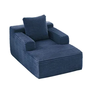 Méridienne 81x117x50 Cm, Sans Montage, En Mousse Et En Velours Côtelé, Bleu Méridienne 81x117x50 Cm, Sans Montage, En Mousse Et En Velours Côtelé, Bleu