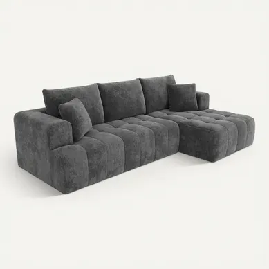 Canapé Compressé D'angle 3 Places 244,5x136x79 Cm Avec 2 Coussins, En Chenille, Gris Canapé Compressé D'angle 3 Places 244,5x136x79 Cm Avec 2 Coussins, En Chenille, Gris