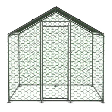 Enclos Pour Animaux 203x197x200 Cm Avec Toit Pe Imperméable, Porte Verrouillable, En Métal, Argent Enclos Pour Animaux 203x197x200 Cm Avec Toit Pe Imperméable, Porte Verrouillable, En Métal, Argent