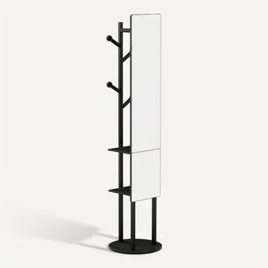 Portant à Vêtement 40x174 Cm Avec Miroir, Porte-vêtements Pivotant à 360°, En Acier, Noir