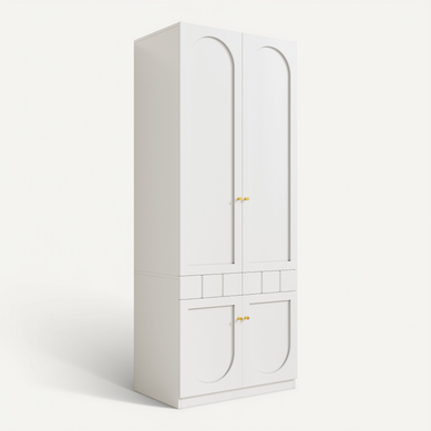 Armoire De Chambre enfant 4 Portes 80x50x200cm, Tiroirs à Pression, Poignée En Métal, Mdf, Blanc Armoire De Chambre enfant 4 Portes 80x50x200cm, Tiroirs à Pression, Poignée En Métal, Mdf, Blanc